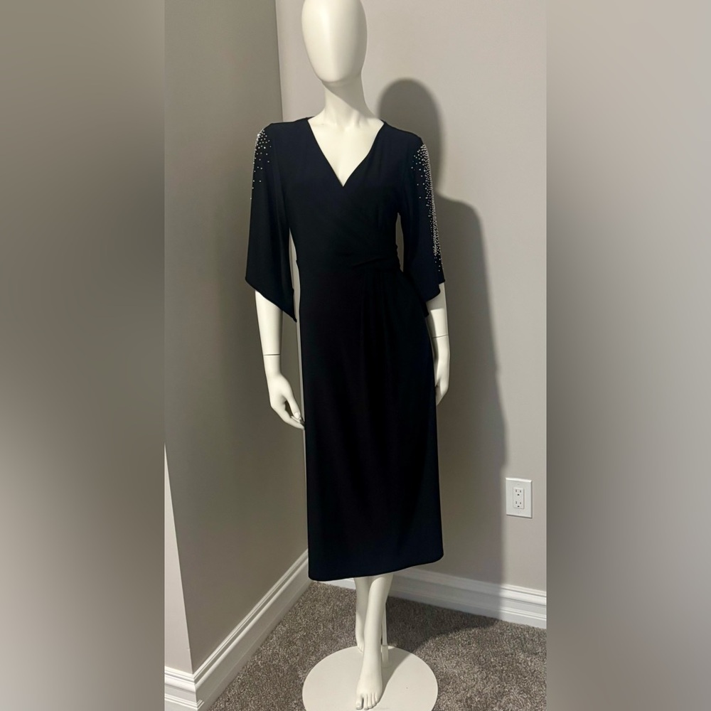 MSK Black Split Sleeve Dress with Embellishments